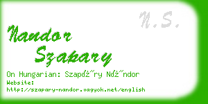 nandor szapary business card